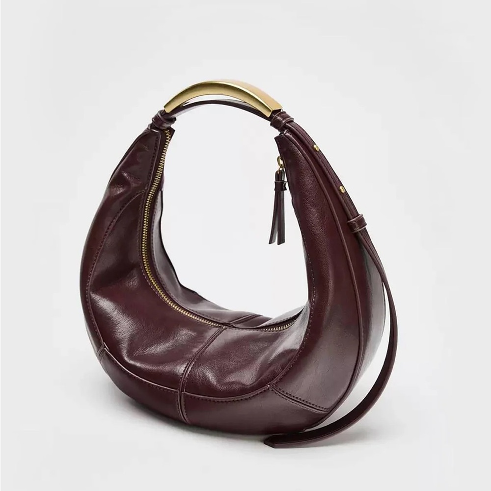 Zara Chic Burgundy Hobo Bag